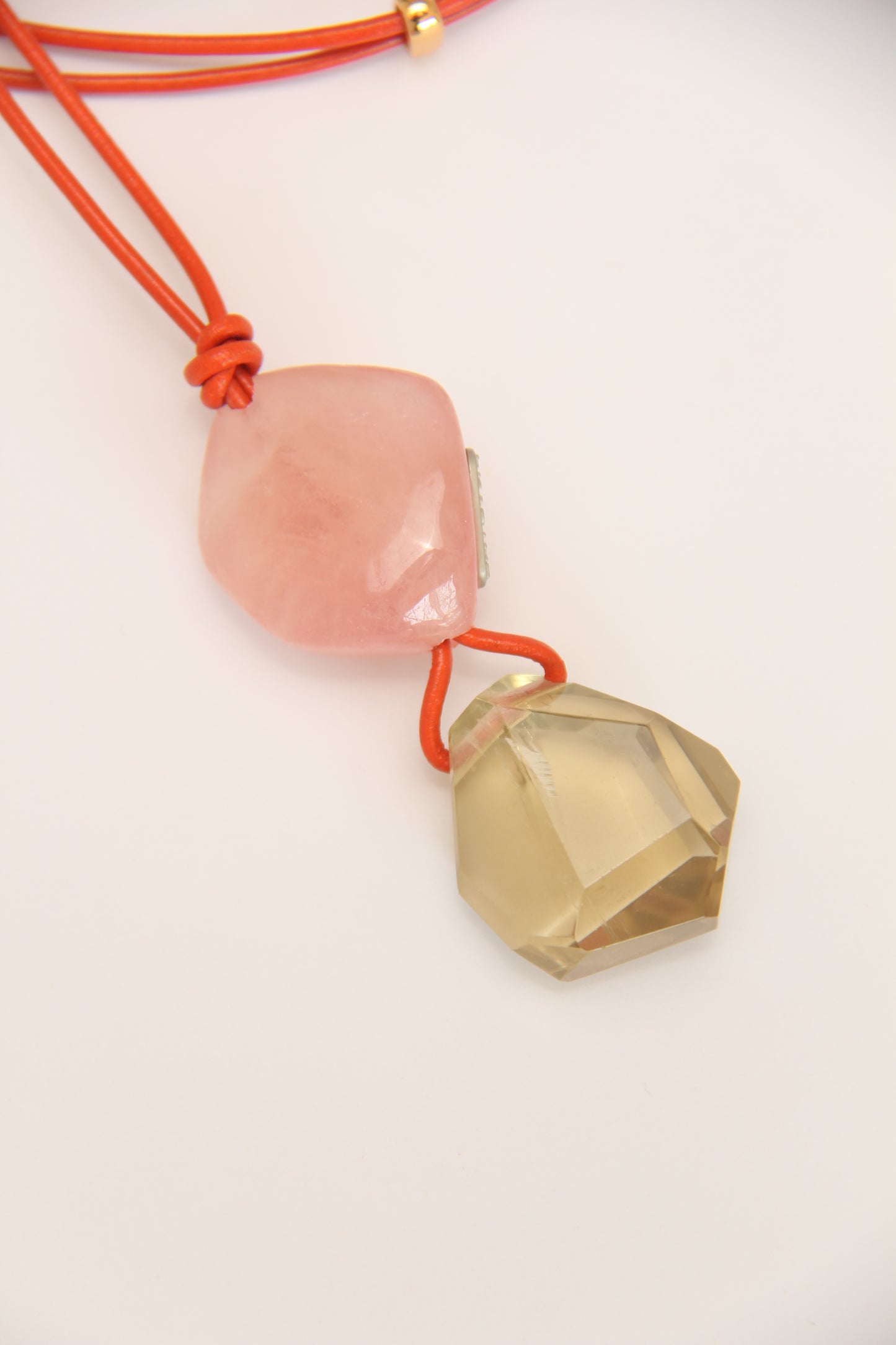 Pendant: morganite, citrine