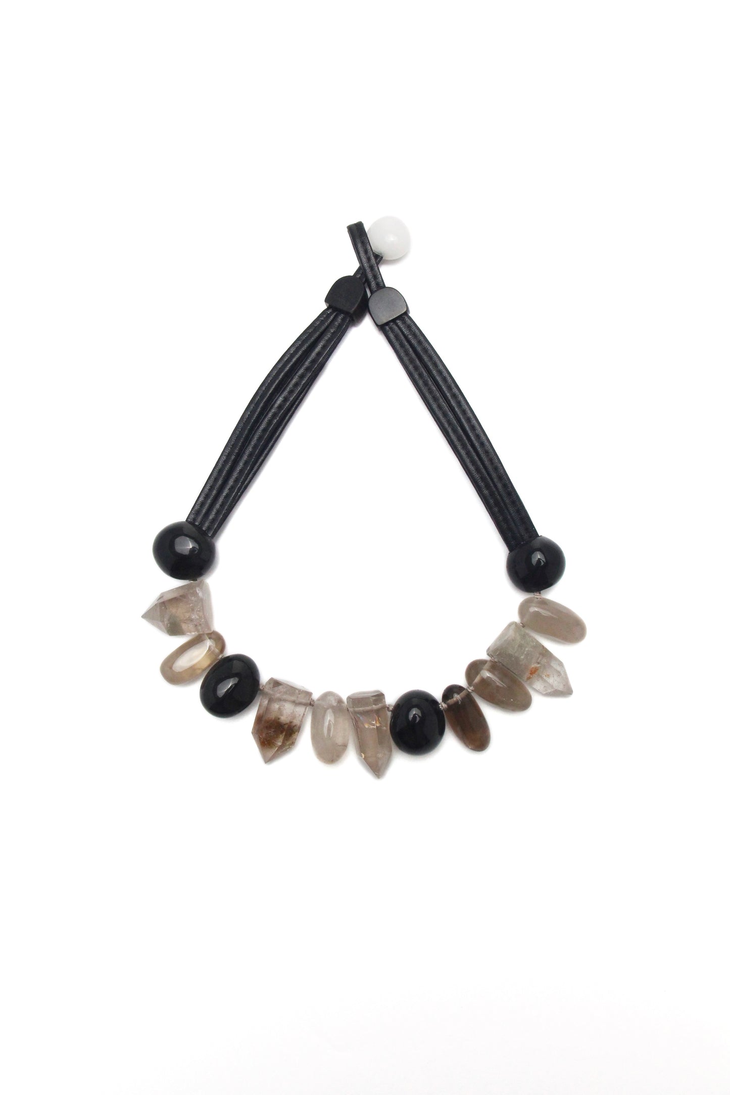 Chunky Crystal Necklace/Chunky Statement Necklace: phantom crystal, smoky quartz, obsidian