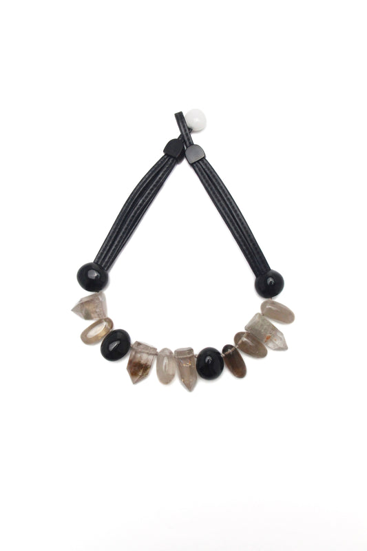 Chunky Crystal Necklace/Chunky Statement Necklace: phantom crystal, smoky quartz, obsidian