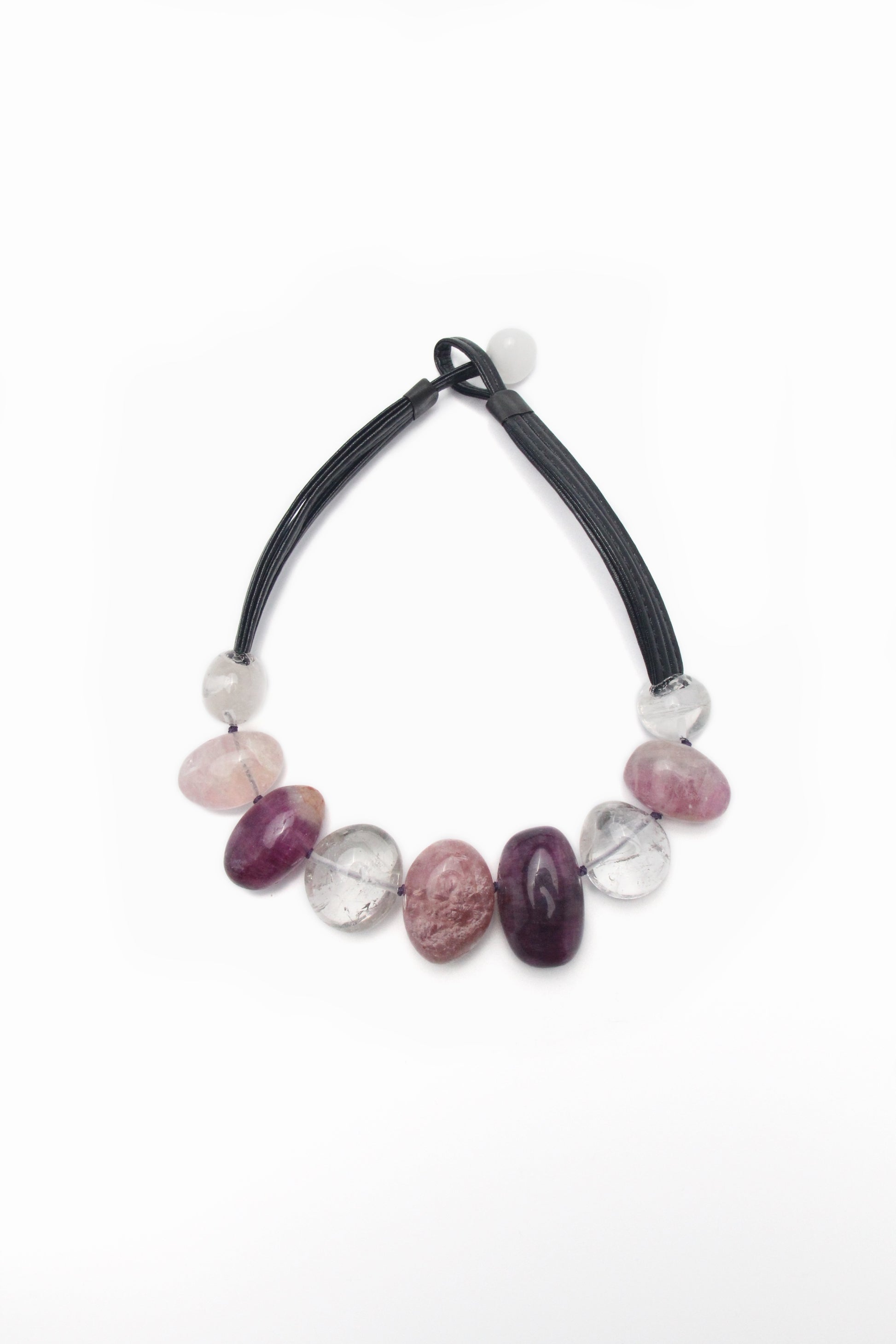 Chunky Crystal Necklace/Chunky Statement Necklace: purple fluorite, white crystal