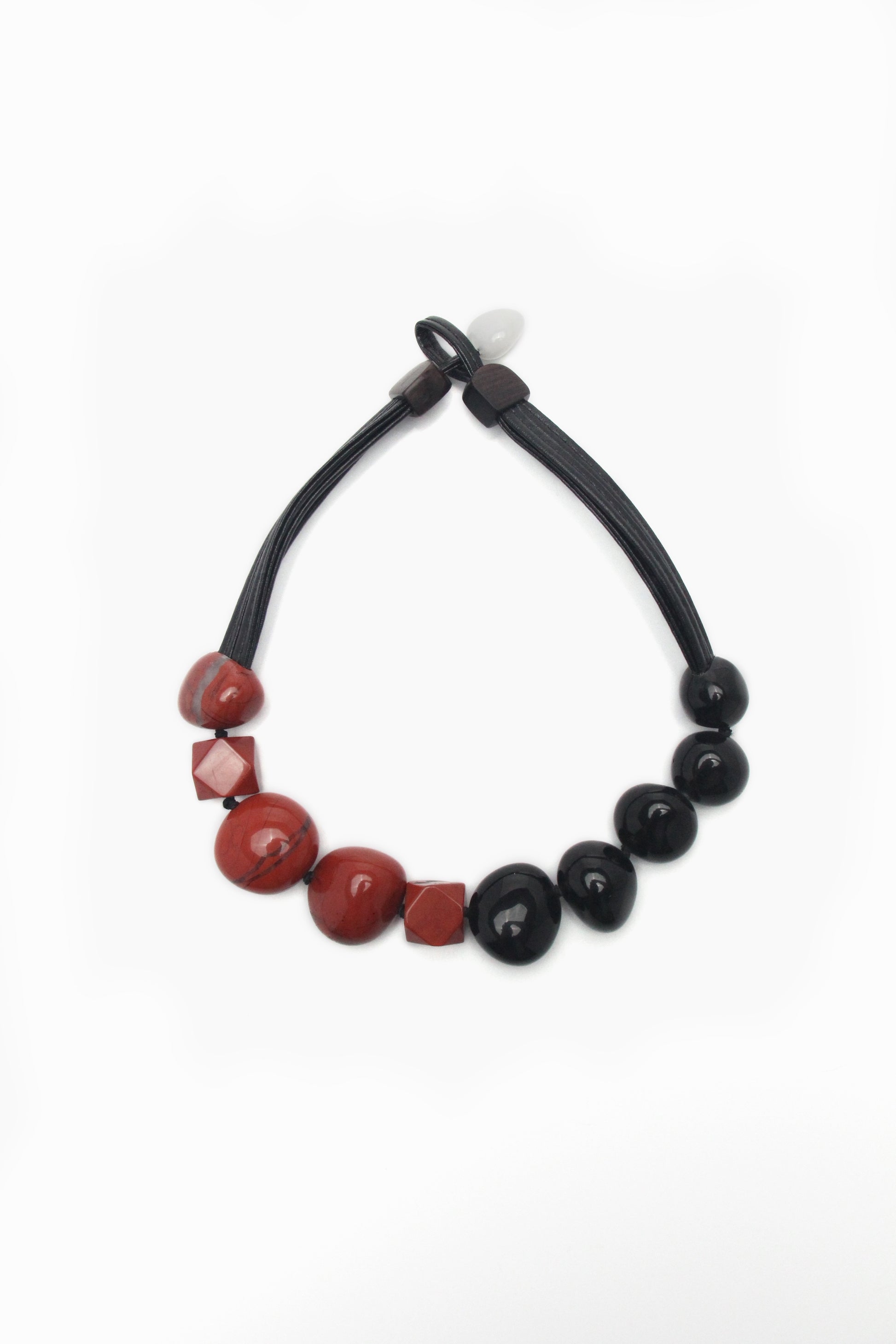 Chunky Crystal Necklace/Chunky Statement Necklace: obsidian, red jasper stone