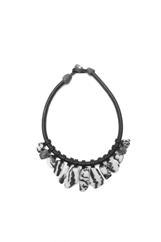 Chunky Crystal Necklace/Chunky Statement Necklace: zebra stone